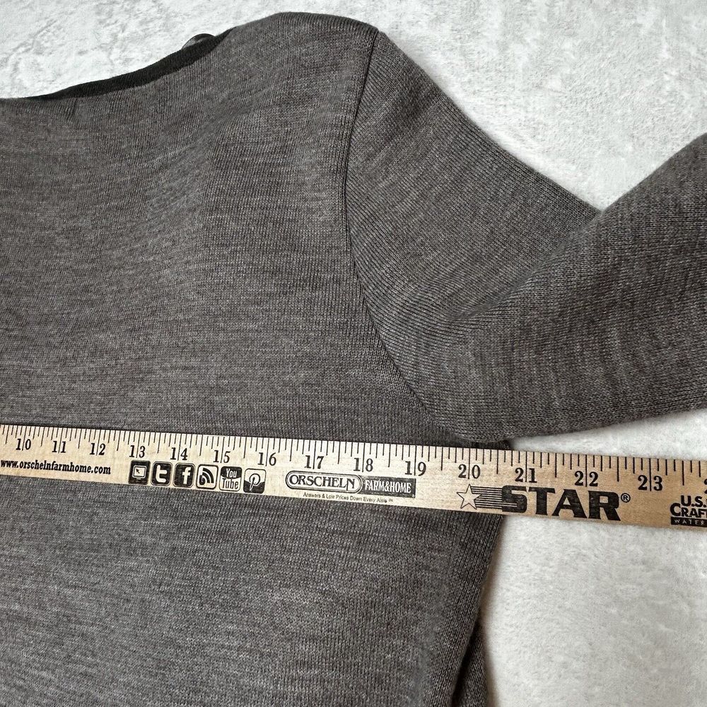 Lineamaglia Cardigan Sweater Womens L Gray Wool Blend Open Front Made In Italy - Picture 5 of 8